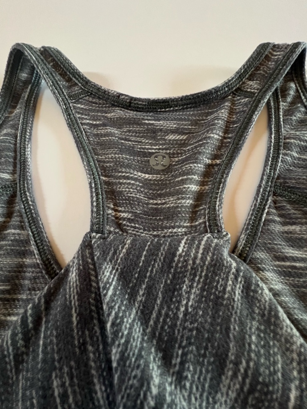LULULEMON Gray Space Dye Racerback Open Back Yoga Tank Top Athletic Size Small - Picture 5 of 9